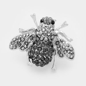 Black Rhinestone Crystal Honey Bee Brooch Pin Fashion Accessory